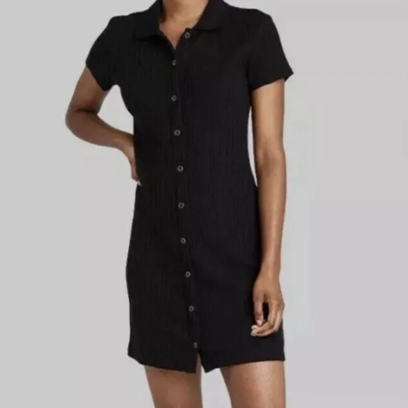 Women's Short Sleeve Bodycon Polo Dress - Wild Fable Black - Picture 6 of 14